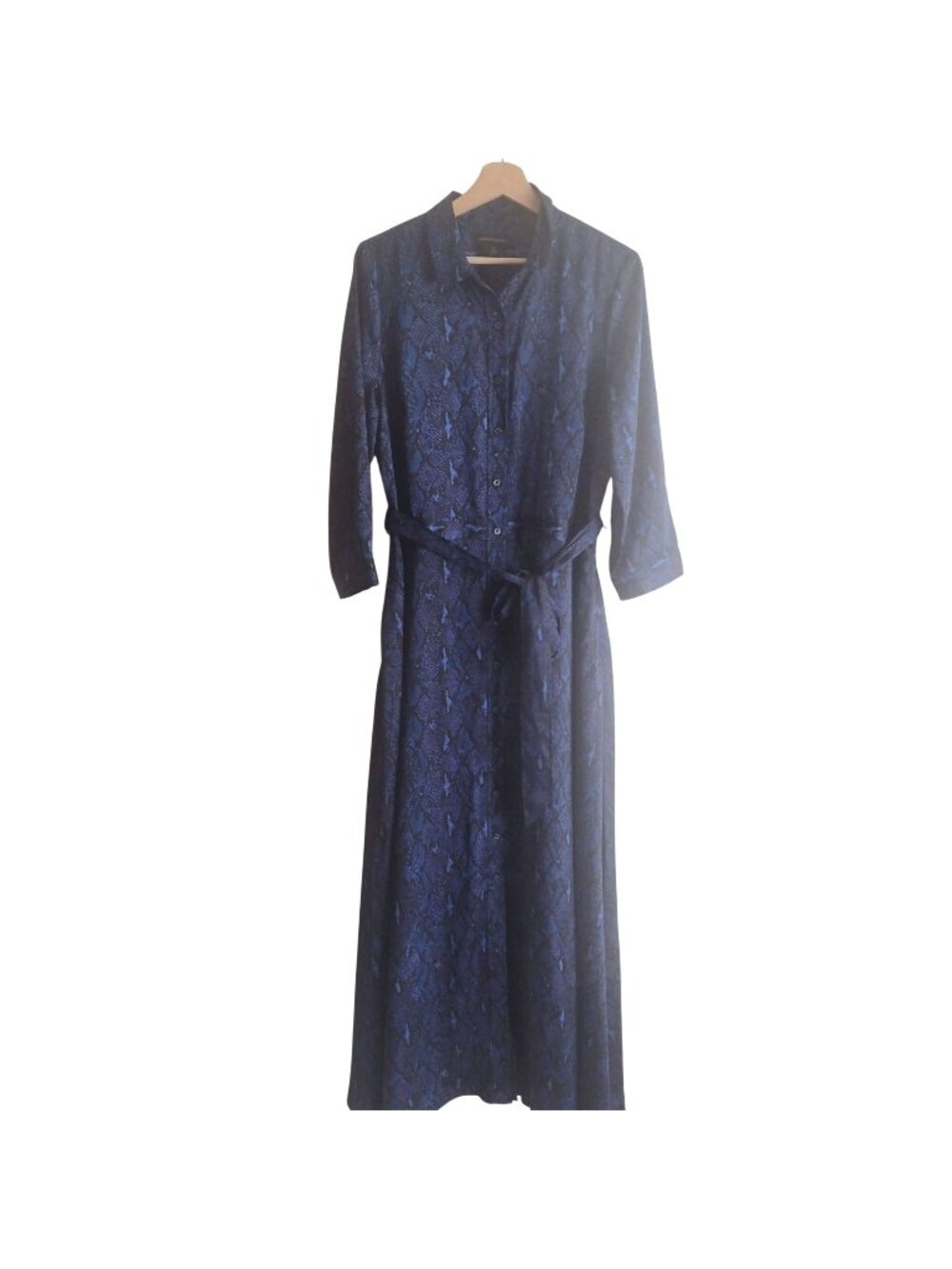 Banana Republic Snake Print Shirtdress 12 Cobalt Blue Business Event Maxi Dress
